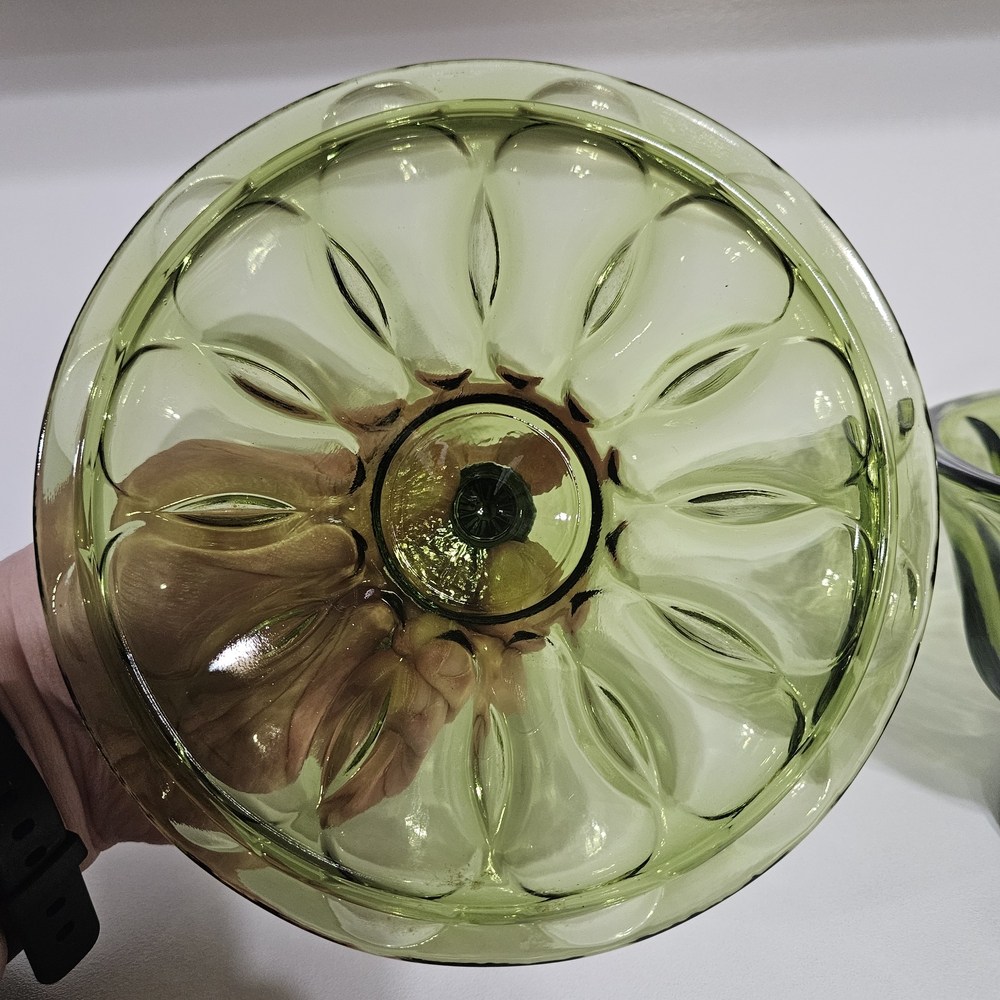 Anchor Hocking Green Glass Covered Candy Dish - Picture 5 of 13